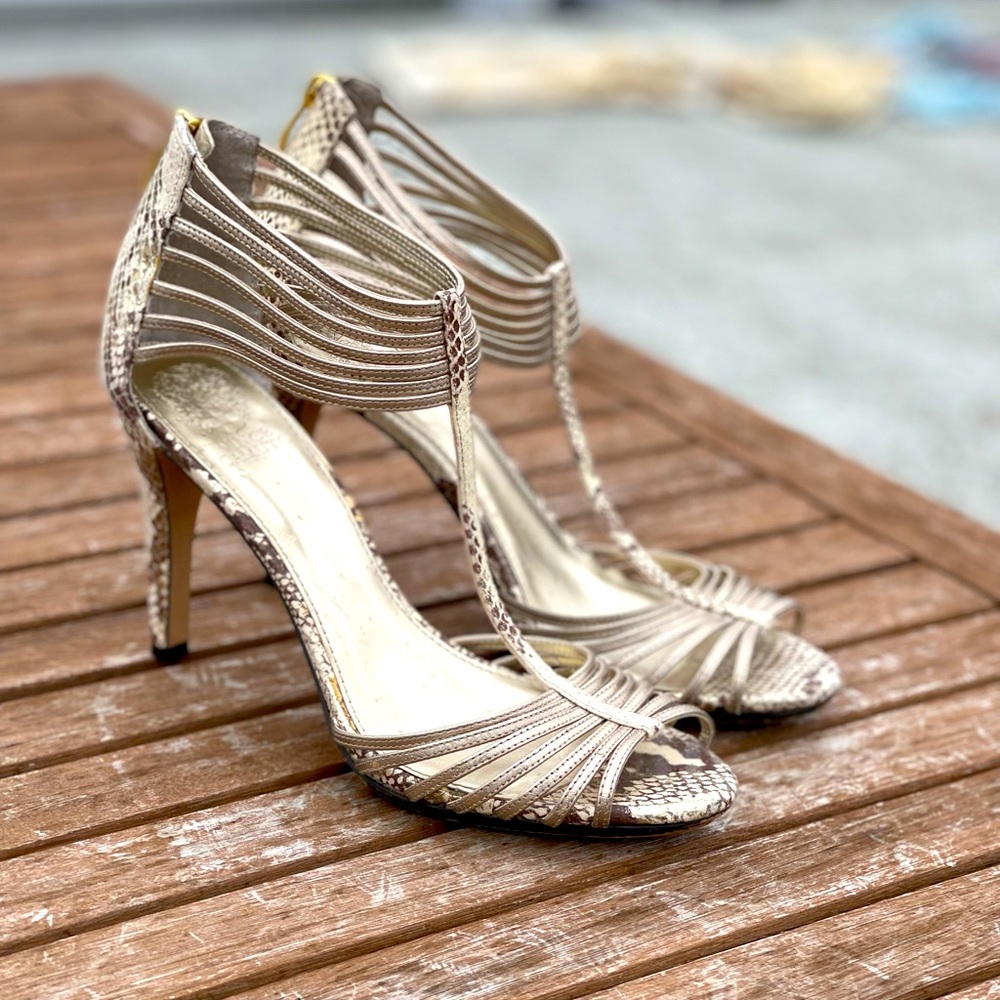 Vince Camuto Tan Strappy Heels